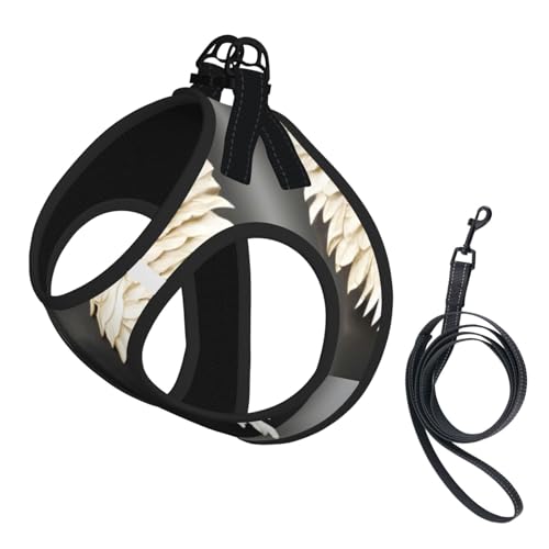 Angel Feathers Hundegeschirr mit Leine, Set mit verdickter, gepolsterter Weste für extra kleine/kleine, mittelgroße Hunde Angel Feathers Hundegeschirr mit Leine, Set mit verdickter, gepolsterter Weste für extra kleine/kleine, mittelgroße Hunde von KOUUIP