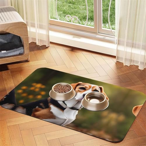 Beagle-Hunde-Aufdruck, Katzenfuttermatte, Haustier-Futtermatte für Boden, Haustierbedarf, Wassernapf, Matten für Hunde Beagle-Hunde-Aufdruck, Katzenfuttermatte, Haustier-Futtermatte für Boden, Haustierbedarf, Wassernapf, Matten für Hunde von KOUUIP