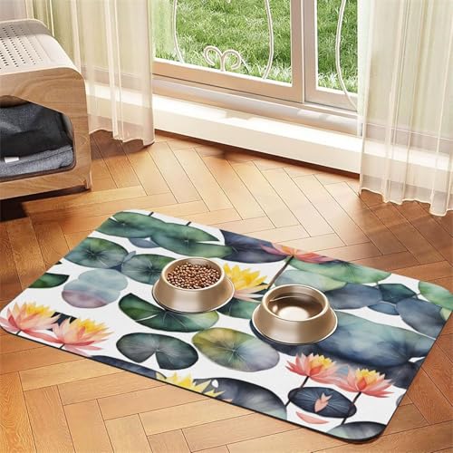 Black Lily Pads 1 Print Katzenfuttermatte Haustier Fütterungsmatte für Boden Haustierbedarf Hund Wassernapf Matte Hund Essentials Black Lily Pads 1 Print Katzenfuttermatte Haustier Fütterungsmatte für Boden Haustierbedarf Hund Wassernapf Matte Hund Essentials von KOUUIP