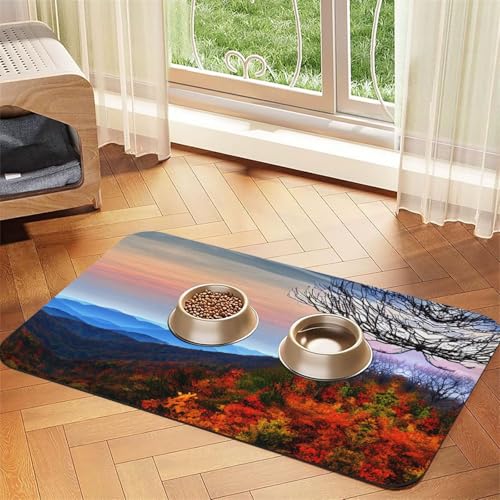 Blue Ridge Berge Print Katzenfuttermatte, Haustier-Futtermatte für Boden, Haustierbedarf, Wassernapf, Matte für Hunde Blue Ridge Berge Print Katzenfuttermatte, Haustier-Futtermatte für Boden, Haustierbedarf, Wassernapf, Matte für Hunde von KOUUIP