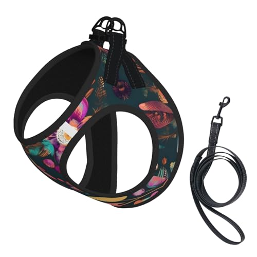 Buntes Boho-Hundegeschirr mit Leine, Set mit verdickter, gepolsterter Weste für extra kleine/kleine, mittelgroße Hunde Buntes Boho-Hundegeschirr mit Leine, Set mit verdickter, gepolsterter Weste für extra kleine/kleine, mittelgroße Hunde von KOUUIP