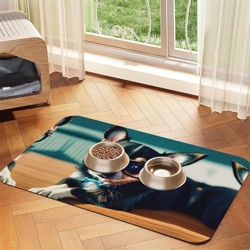 Chihuahua Hundebrille Druck Katzenfutter Matte Haustier Fütterungsmatte für Boden Haustier Zubehör Hunde Wassernapf Matten Hunde Essentials Chihuahua Hundebrille Druck Katzenfutter Matte Haustier Fütterungsmatte für Boden Haustier Zubehör Hunde Wassernapf Matten Hunde Essentials von KOUUIP