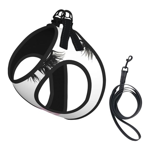 Eyelash Lip Hundegeschirr mit Leine, Set mit verdickter, gepolsterter Weste, für extra kleine/kleine, mittelgroße Hunde, Weiß Eyelash Lip Hundegeschirr mit Leine, Set mit verdickter, gepolsterter Weste, für extra kleine/kleine, mittelgroße Hunde, Weiß von KOUUIP