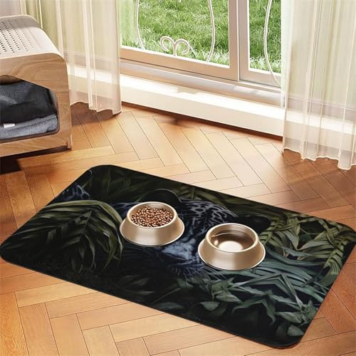 Futtermatte für Katzen, Leopardenmuster, für den Boden, Haustierbedarf, Wassernapf-Matte, Hunde-Essentials, Schwarz Futtermatte für Katzen, Leopardenmuster, für den Boden, Haustierbedarf, Wassernapf-Matte, Hunde-Essentials, Schwarz von KOUUIP