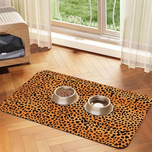 Futtermatte für Katzen, Leopardenmuster, für den Boden, Haustierbedarf, Wassernapf-Matte für Hunde Futtermatte für Katzen, Leopardenmuster, für den Boden, Haustierbedarf, Wassernapf-Matte für Hunde von KOUUIP