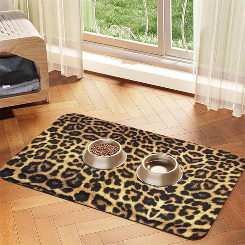 Futtermatte für Katzen, Leopardenmuster, für den Boden, Haustierbedarf, Wassernapf-Matte für Hunde Futtermatte für Katzen, Leopardenmuster, für den Boden, Haustierbedarf, Wassernapf-Matte für Hunde von KOUUIP