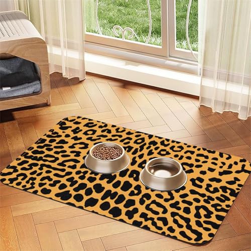 Futtermatte für Katzen, Leopardenmuster, für den Boden, Haustierbedarf, Wassernapf-Matte für Hunde Futtermatte für Katzen, Leopardenmuster, für den Boden, Haustierbedarf, Wassernapf-Matte für Hunde von KOUUIP
