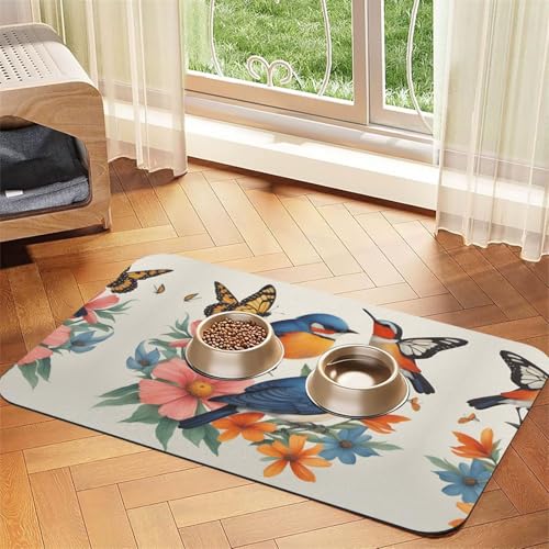 Futtermatte für Katzen, Vögel, Blumen, Schmetterling, Druck, Haustier-Futtermatte für Boden, Haustierbedarf, Wassernapf, Matte für Hunde Futtermatte für Katzen, Vögel, Blumen, Schmetterling, Druck, Haustier-Futtermatte für Boden, Haustierbedarf, Wassernapf, Matte für Hunde von KOUUIP