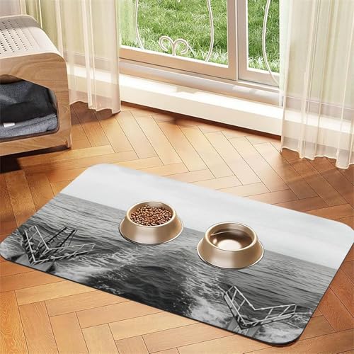 Futtermatte für Katzen, Wassernapf, Wassernapf, Wassernapf, Wassernapf, Schwarz / Weiß Futtermatte für Katzen, Wassernapf, Wassernapf, Wassernapf, Wassernapf, Schwarz / Weiß von KOUUIP