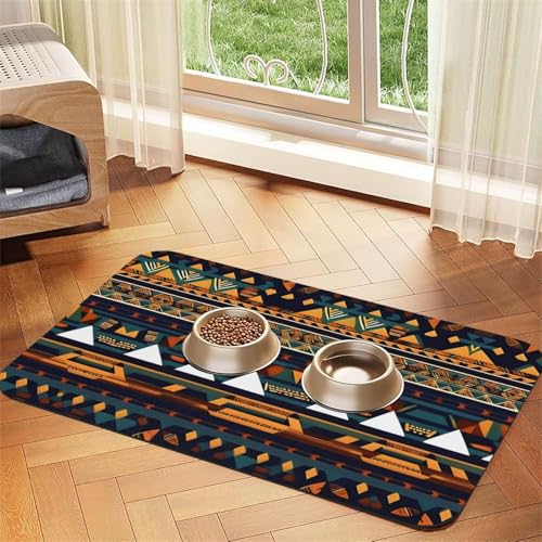 Futtermatte für Katzen mit afrikanischem Ethno-Muster, Haustier-Futtermatte für Boden, Haustierbedarf, Wassernapf-Matte für Hunde von KOUUIP