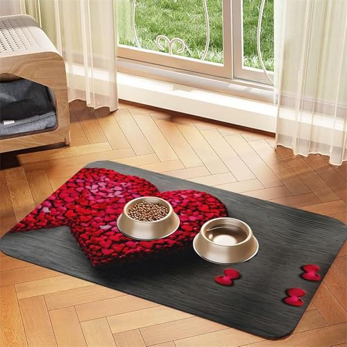 Futternapf-Matte für Katzen, Motiv: fallende rote Herzen, Haustier-Futtermatte für Boden, Haustierbedarf, Wassernapf-Matte für Hunde Futternapf-Matte für Katzen, Motiv: fallende rote Herzen, Haustier-Futtermatte für Boden, Haustierbedarf, Wassernapf-Matte für Hunde von KOUUIP