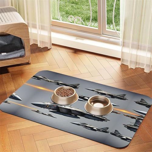 Futternapf-Matte mit Flugzeug-Jets-Aufdruck, für den Boden, Haustierbedarf, Wassernapf-Matte, Hunde-Essentials Futternapf-Matte mit Flugzeug-Jets-Aufdruck, für den Boden, Haustierbedarf, Wassernapf-Matte, Hunde-Essentials von KOUUIP
