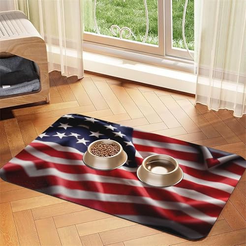 Futternapf-Matte mit amerikanischer Flagge, Haustier-Futtermatte für Boden, Haustierbedarf, Wassernapf-Matte für Hunde Futternapf-Matte mit amerikanischer Flagge, Haustier-Futtermatte für Boden, Haustierbedarf, Wassernapf-Matte für Hunde von KOUUIP