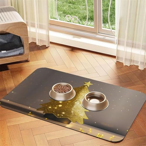Golden Glitter Christmas Tree Print Cat Food Mat Pet Feeding Mat for Floor Pet Supplies Dog Water Bowl Mat Dog Essentials Golden Glitter Christmas Tree Print Cat Food Mat Pet Feeding Mat for Floor Pet Supplies Dog Water Bowl Mat Dog Essentials von KOUUIP