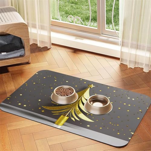 Golden Glitter Christmas Tree Print Cat Food Mat Pet Feeding Mat for Floor Pet Supplies Dog Water Bowl Mat Dog Essentials Golden Glitter Christmas Tree Print Cat Food Mat Pet Feeding Mat for Floor Pet Supplies Dog Water Bowl Mat Dog Essentials von KOUUIP