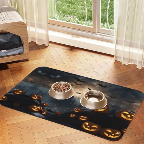 Halloween fliegende Fledermäuse 3 Druck Katzenfutter Matte Haustier Fütterungsmatte für Boden Haustier Zubehör Hund Wassernapf Matte Hund Essentials Halloween fliegende Fledermäuse 3 Druck Katzenfutter Matte Haustier Fütterungsmatte für Boden Haustier Zubehör Hund Wassernapf Matte Hund Essentials von KOUUIP