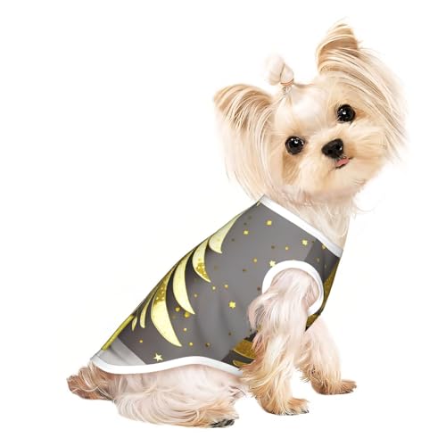 Hunde-Shirt, Weste für kleine Rassen wie Chihuahuas, Yorkies und Welpen, atmungsaktives Katzen-T-Shirt mit goldenem Glitzer-Weihnachtsbaum-Aufdruck Hunde-Shirt, Weste für kleine Rassen wie Chihuahuas, Yorkies und Welpen, atmungsaktives Katzen-T-Shirt mit goldenem Glitzer-Weihnachtsbaum-Aufdruck von KOUUIP