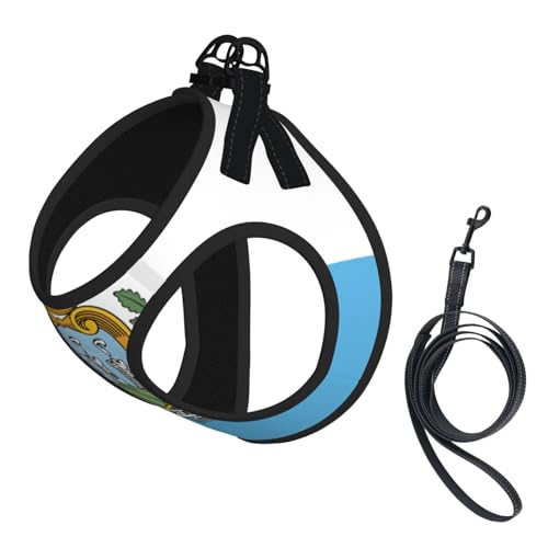 Hundegeschirr mit Leine, Motiv Flagge von San Marino, mit verdickter, gepolsterter Weste für extra kleine/kleine, mittelgroße Hunde Hundegeschirr mit Leine, Motiv Flagge von San Marino, mit verdickter, gepolsterter Weste für extra kleine/kleine, mittelgroße Hunde von KOUUIP