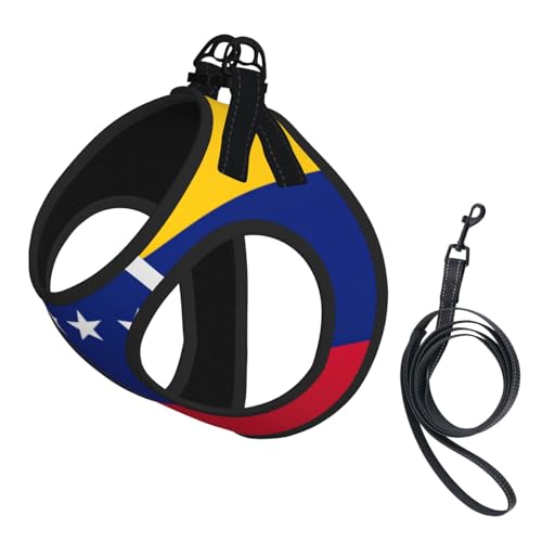 Hundegeschirr mit Leine, Motiv Flagge von Venezuela, mit verdickter, gepolsterter Weste für extra kleine/kleine, mittelgroße Hunde Hundegeschirr mit Leine, Motiv Flagge von Venezuela, mit verdickter, gepolsterter Weste für extra kleine/kleine, mittelgroße Hunde von KOUUIP