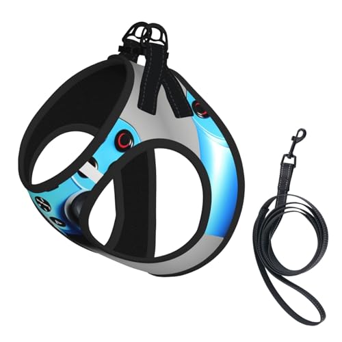 Hundegeschirr mit Leine, Motiv Game Controller, mit verdickter, gepolsterter Weste, für extra kleine/kleine, mittelgroße Hunde, Blau Hundegeschirr mit Leine, Motiv Game Controller, mit verdickter, gepolsterter Weste, für extra kleine/kleine, mittelgroße Hunde, Blau von KOUUIP