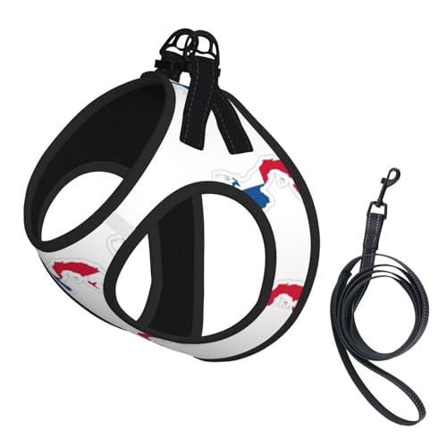 Hundegeschirr mit Leine, Motiv: Panama-Flagge, mit verdickter, gepolsterter Weste, für extra kleine/kleine, mittelgroße Hunde Hundegeschirr mit Leine, Motiv: Panama-Flagge, mit verdickter, gepolsterter Weste, für extra kleine/kleine, mittelgroße Hunde von KOUUIP
