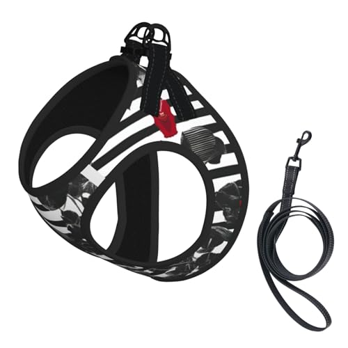 Hundegeschirr mit Leine, Set mit verdickter, gepolsterter Weste, für extra kleine/kleine, mittelgroße Hunde, Schwarz / Weiß gestreift Hundegeschirr mit Leine, Set mit verdickter, gepolsterter Weste, für extra kleine/kleine, mittelgroße Hunde, Schwarz / Weiß gestreift von KOUUIP