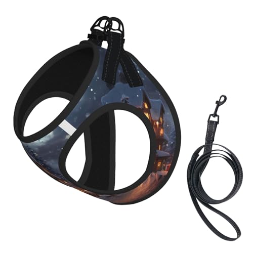 Hundegeschirr mit Leine, Weihnachtsdruck, mit verdickter, gepolsterter Weste, für extra kleine/kleine, mittelgroße Hunde Hundegeschirr mit Leine, Weihnachtsdruck, mit verdickter, gepolsterter Weste, für extra kleine/kleine, mittelgroße Hunde von KOUUIP
