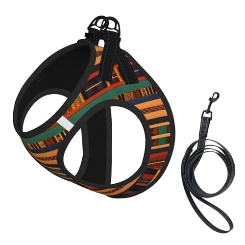 Hundegeschirr mit Leine, afrikanisches Webmuster, mit verdickter, gepolsterter Weste, für extra kleine/kleine, mittelgroße Hunde Hundegeschirr mit Leine, afrikanisches Webmuster, mit verdickter, gepolsterter Weste, für extra kleine/kleine, mittelgroße Hunde von KOUUIP