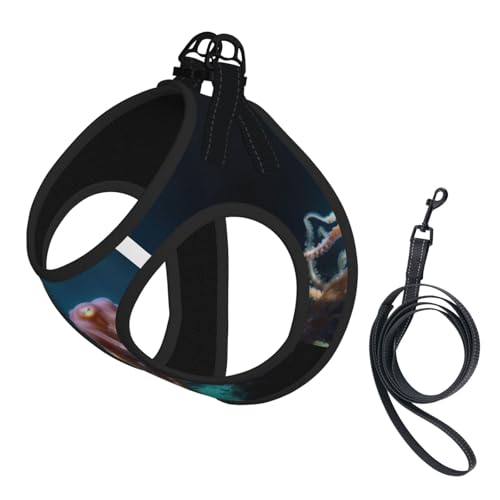 Hundegeschirr mit Leine und Octopus-Druck, mit verdickter, gepolsterter Weste für extra kleine/kleine, mittelgroße Hunde Hundegeschirr mit Leine und Octopus-Druck, mit verdickter, gepolsterter Weste für extra kleine/kleine, mittelgroße Hunde von KOUUIP