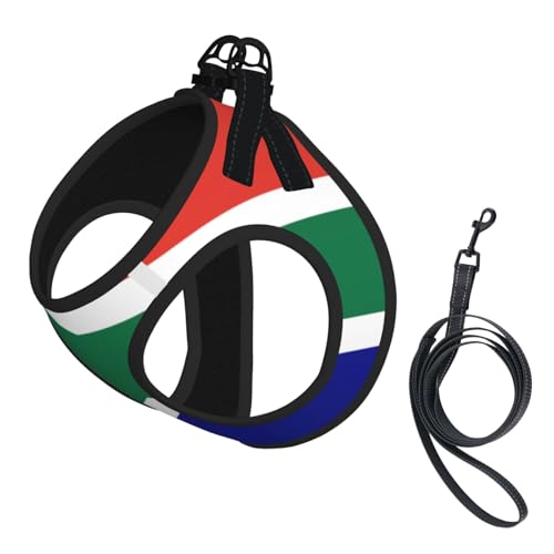 Hundegeschirr mit Südafrikanischer Flagge, mit Leine, Set mit verdickter, gepolsterter Weste für extra kleine/kleine, mittelgroße Hunde Hundegeschirr mit Südafrikanischer Flagge, mit Leine, Set mit verdickter, gepolsterter Weste für extra kleine/kleine, mittelgroße Hunde von KOUUIP