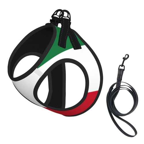 Hundegeschirr mit kuwaitischer Flagge, mit Leine, Set mit verdickter, gepolsterter Weste für extra kleine/kleine, mittelgroße Hunde Hundegeschirr mit kuwaitischer Flagge, mit Leine, Set mit verdickter, gepolsterter Weste für extra kleine/kleine, mittelgroße Hunde von KOUUIP