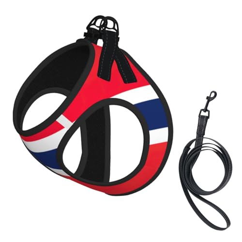Hundegeschirr mit norwegischer Flagge, mit Leine, Set mit verdickter, gepolsterter Weste für extra kleine/kleine, mittelgroße Hunde Hundegeschirr mit norwegischer Flagge, mit Leine, Set mit verdickter, gepolsterter Weste für extra kleine/kleine, mittelgroße Hunde von KOUUIP