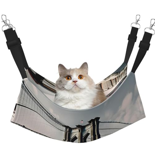 KOUUIP Brooklyn Bridge Katzenhängematte zum Aufhängen von Käfigen, verstellbar, weiche Schlafhängematte für Katzen, Frettchen KOUUIP Brooklyn Bridge Katzenhängematte zum Aufhängen von Käfigen, verstellbar, weiche Schlafhängematte für Katzen, Frettchen von KOUUIP