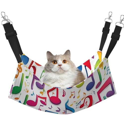 KOUUIP Bunte Katzenhängematte mit Musiknoten, 1 Druck, zum Aufhängen im Käfig, Haustier-Hängematte, Bett, verstellbar, weiche Schlaf-Hängematte für Katzen, Frettchen KOUUIP Bunte Katzenhängematte mit Musiknoten, 1 Druck, zum Aufhängen im Käfig, Haustier-Hängematte, Bett, verstellbar, weiche Schlaf-Hängematte für Katzen, Frettchen von KOUUIP