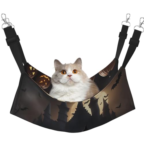 KOUUIP Halloween-Gothic-Katzen-Hängematte zum Aufhängen, Haustier-Hängematte, Bett, verstellbar, weiche Schlaf-Hängematte für Katzen, Frettchen KOUUIP Halloween-Gothic-Katzen-Hängematte zum Aufhängen, Haustier-Hängematte, Bett, verstellbar, weiche Schlaf-Hängematte für Katzen, Frettchen von KOUUIP