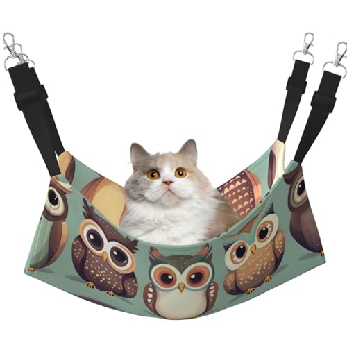 KOUUIP Katzen-Hängematte mit Cartoon-Eulen-Motiv, zum Aufhängen im Käfig, verstellbar, weiche Schlaf-Hängematte für Katzen, Frettchen KOUUIP Katzen-Hängematte mit Cartoon-Eulen-Motiv, zum Aufhängen im Käfig, verstellbar, weiche Schlaf-Hängematte für Katzen, Frettchen von KOUUIP