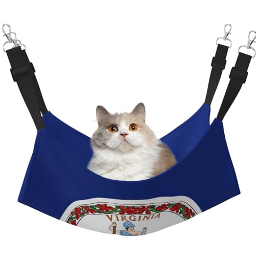 KOUUIP Katzen-Hängematte mit Flagge von Virginia, zum Aufhängen von Käfigen, verstellbar, weiche Schlafhängematte für Katzen, Frettchen KOUUIP Katzen-Hängematte mit Flagge von Virginia, zum Aufhängen von Käfigen, verstellbar, weiche Schlafhängematte für Katzen, Frettchen von KOUUIP