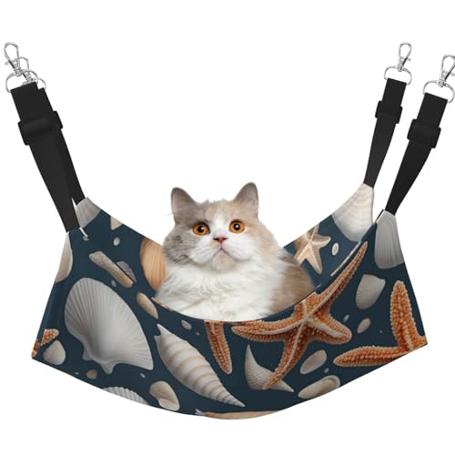 KOUUIP Katzen-Hängematte mit Seestern und Muscheln, zum Aufhängen im Käfig, verstellbar, weiche Schlafhängematte für Katzen, Frettchen KOUUIP Katzen-Hängematte mit Seestern und Muscheln, zum Aufhängen im Käfig, verstellbar, weiche Schlafhängematte für Katzen, Frettchen von KOUUIP