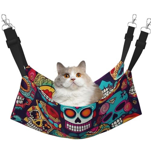 KOUUIP Katzen-Hängematte mit Totenkopf-Motiv, zum Aufhängen von Käfigen, verstellbar, weiche Schlaf-Hängematte für Katzen, Frettchen KOUUIP Katzen-Hängematte mit Totenkopf-Motiv, zum Aufhängen von Käfigen, verstellbar, weiche Schlaf-Hängematte für Katzen, Frettchen von KOUUIP