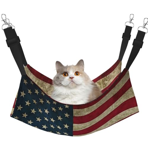 KOUUIP Katzen-Hängematte mit amerikanischer Flagge, zum Aufhängen von Käfigen, Haustier-Hängematte, Bett, verstellbar, weiche Schlafhängematte für Katzen, Frettchen KOUUIP Katzen-Hängematte mit amerikanischer Flagge, zum Aufhängen von Käfigen, Haustier-Hängematte, Bett, verstellbar, weiche Schlafhängematte für Katzen, Frettchen von KOUUIP