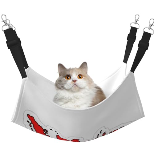 KOUUIP Katzen-Hängematte mit indonesischer Flagge, zum Aufhängen von Käfigen, verstellbar, weiche Schlaf-Hängematte für Katzen, Frettchen KOUUIP Katzen-Hängematte mit indonesischer Flagge, zum Aufhängen von Käfigen, verstellbar, weiche Schlaf-Hängematte für Katzen, Frettchen von KOUUIP