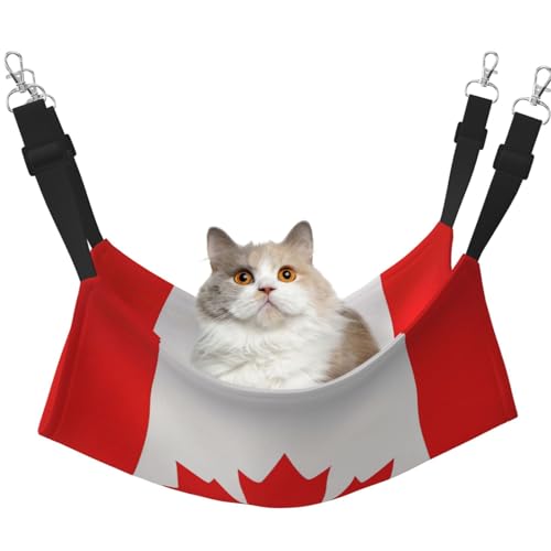 KOUUIP Katzen-Hängematte mit kanadischer Flagge, zum Aufhängen von Käfigen, Haustier-Hängematte, Bett, verstellbar, weiche Schlafhängematte für Katzen, Frettchen KOUUIP Katzen-Hängematte mit kanadischer Flagge, zum Aufhängen von Käfigen, Haustier-Hängematte, Bett, verstellbar, weiche Schlafhängematte für Katzen, Frettchen von KOUUIP