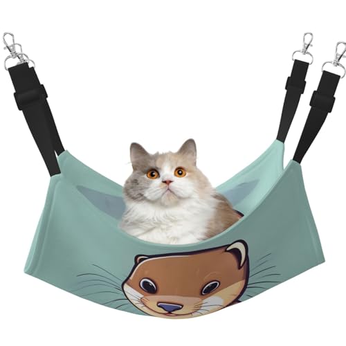 KOUUIP Katzen-Hängematte mit niedlichem Otter-Motiv, zum Aufhängen im Käfig, verstellbar, weiche Schlaf-Hängematte für Katzen, Frettchen KOUUIP Katzen-Hängematte mit niedlichem Otter-Motiv, zum Aufhängen im Käfig, verstellbar, weiche Schlaf-Hängematte für Katzen, Frettchen von KOUUIP