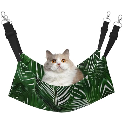 KOUUIP Katzen-Hängematte mit niedlichem grünen Palmenblättern, zum Aufhängen von Käfigen, Haustier-Hängematte, Bett, verstellbar, weiche Schlaf-Hängematte für Katzen, Frettchen KOUUIP Katzen-Hängematte mit niedlichem grünen Palmenblättern, zum Aufhängen von Käfigen, Haustier-Hängematte, Bett, verstellbar, weiche Schlaf-Hängematte für Katzen, Frettchen von KOUUIP