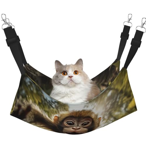 KOUUIP Katzenhängematte mit Affen-Aufdruck, zum Aufhängen von Käfigen, Haustier-Hängematte, Bett, verstellbar, weiche Schlafhängematte für Katzen, Frettchen KOUUIP Katzenhängematte mit Affen-Aufdruck, zum Aufhängen von Käfigen, Haustier-Hängematte, Bett, verstellbar, weiche Schlafhängematte für Katzen, Frettchen von KOUUIP