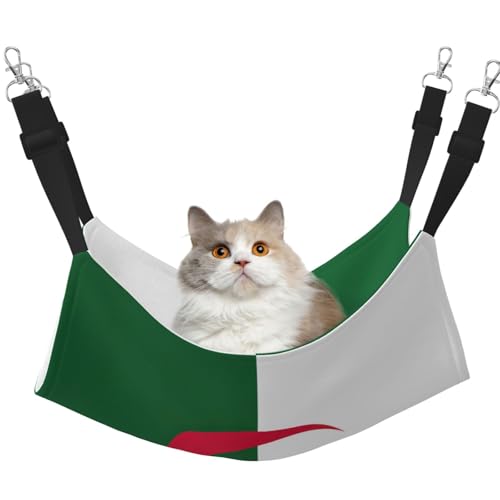 KOUUIP Katzenhängematte mit Algerien-Flagge zum Aufhängen, Haustier-Hängematte, Bett, verstellbar, weiche Schlafhängematte für Katzen, Frettchen KOUUIP Katzenhängematte mit Algerien-Flagge zum Aufhängen, Haustier-Hängematte, Bett, verstellbar, weiche Schlafhängematte für Katzen, Frettchen von KOUUIP