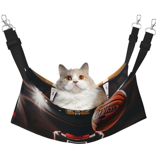 KOUUIP Katzenhängematte mit Basketball-Aufdruck, zum Aufhängen von Käfigen, Haustier-Hängematte, Bett, verstellbar, weiche Schlafhängematte für Katzen, Frettchen KOUUIP Katzenhängematte mit Basketball-Aufdruck, zum Aufhängen von Käfigen, Haustier-Hängematte, Bett, verstellbar, weiche Schlafhängematte für Katzen, Frettchen von KOUUIP
