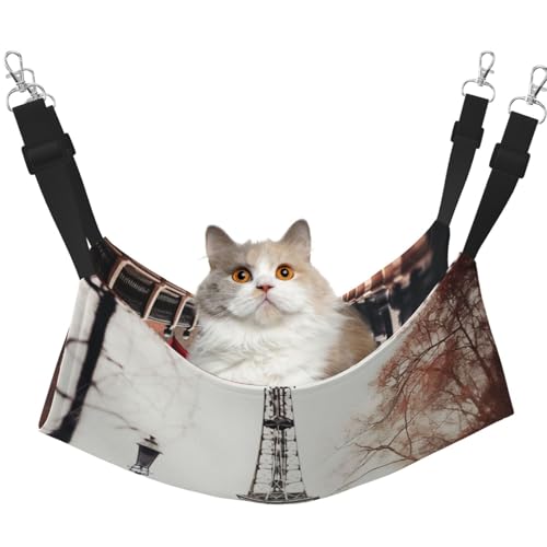 KOUUIP Katzenhängematte mit Eiffelturm mit rotem Regenschirm, zum Aufhängen von Käfigen, verstellbar, weiche Schlafhängematte für Katzen, Frettchen KOUUIP Katzenhängematte mit Eiffelturm mit rotem Regenschirm, zum Aufhängen von Käfigen, verstellbar, weiche Schlafhängematte für Katzen, Frettchen von KOUUIP