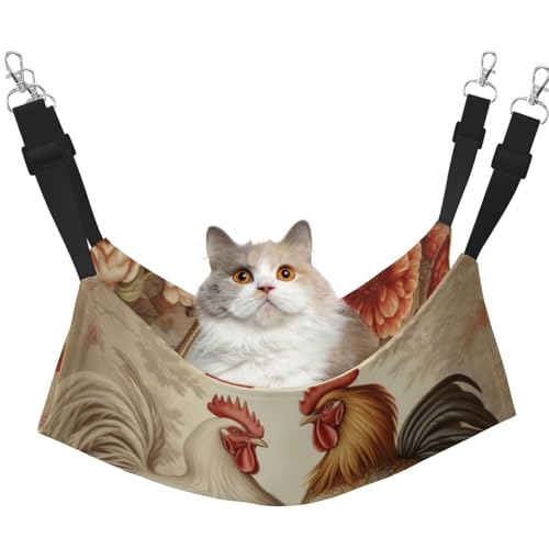 KOUUIP Katzenhängematte mit Hahn- und Huhn-Motiv, zum Aufhängen im Käfig, verstellbar, weiche Schlafhängematte für Katzen, Frettchen KOUUIP Katzenhängematte mit Hahn- und Huhn-Motiv, zum Aufhängen im Käfig, verstellbar, weiche Schlafhängematte für Katzen, Frettchen von KOUUIP