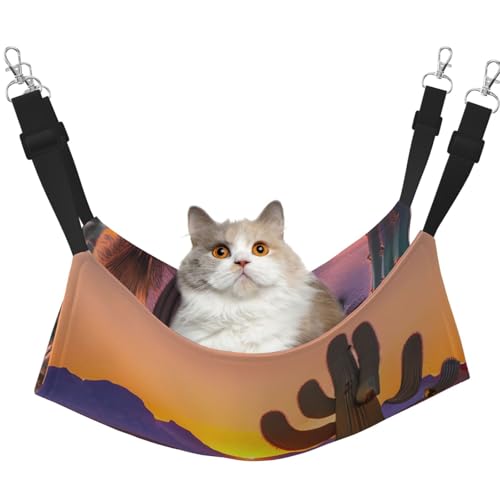 KOUUIP Katzenhängematte mit Kaktuswüsten-Sonnenuntergängen, zum Aufhängen von Käfigen, verstellbar, weiche Schlafhängematte für Katzen, Frettchen KOUUIP Katzenhängematte mit Kaktuswüsten-Sonnenuntergängen, zum Aufhängen von Käfigen, verstellbar, weiche Schlafhängematte für Katzen, Frettchen von KOUUIP